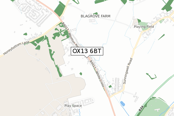 OX13 6BT map - small scale - OS Open Zoomstack (Ordnance Survey)