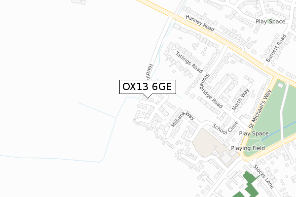 OX13 6GE map - large scale - OS Open Zoomstack (Ordnance Survey)