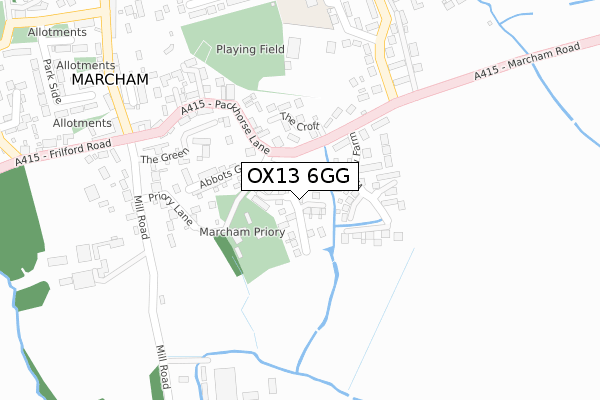 OX13 6GG map - large scale - OS Open Zoomstack (Ordnance Survey)