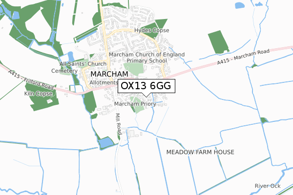 OX13 6GG map - small scale - OS Open Zoomstack (Ordnance Survey)