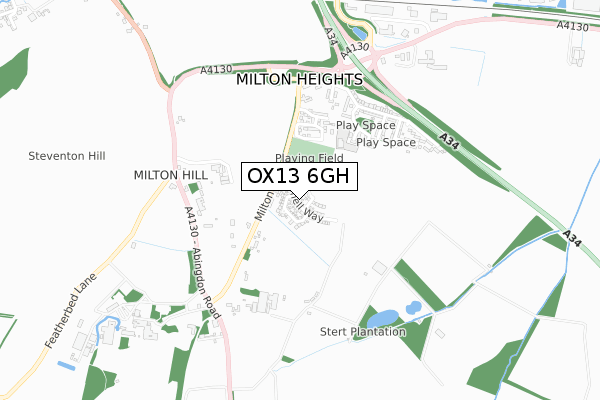 OX13 6GH map - small scale - OS Open Zoomstack (Ordnance Survey)