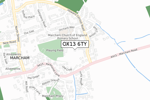 OX13 6TY map - large scale - OS Open Zoomstack (Ordnance Survey)