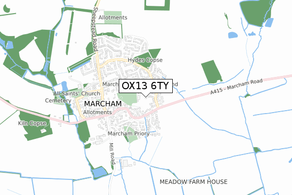 OX13 6TY map - small scale - OS Open Zoomstack (Ordnance Survey)