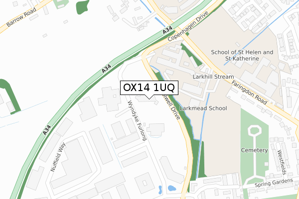 OX14 1UQ map - large scale - OS Open Zoomstack (Ordnance Survey)