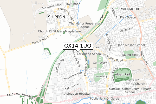 OX14 1UQ map - small scale - OS Open Zoomstack (Ordnance Survey)
