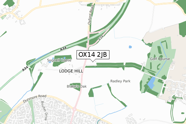OX14 2JB map - small scale - OS Open Zoomstack (Ordnance Survey)