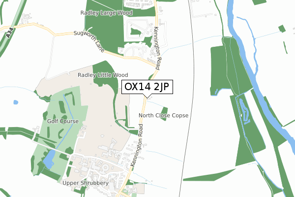 OX14 2JP map - small scale - OS Open Zoomstack (Ordnance Survey)