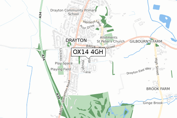 OX14 4GH map - small scale - OS Open Zoomstack (Ordnance Survey)