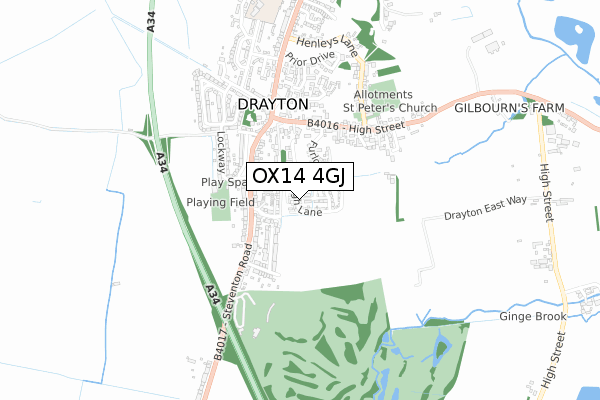 OX14 4GJ map - small scale - OS Open Zoomstack (Ordnance Survey)
