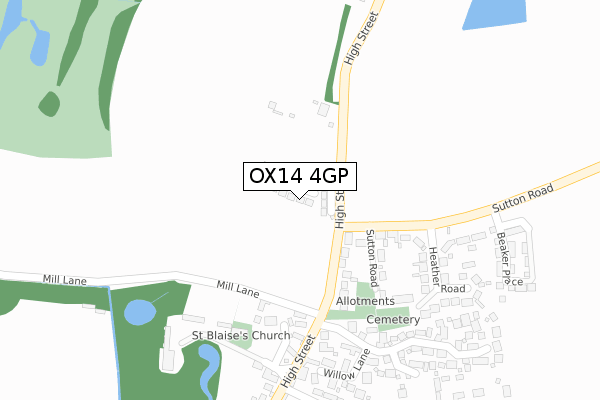 OX14 4GP map - large scale - OS Open Zoomstack (Ordnance Survey)