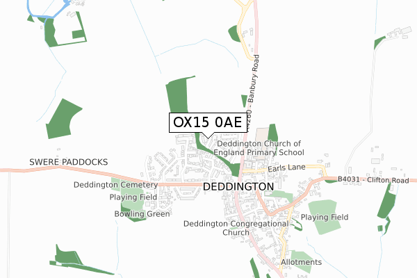 OX15 0AE map - small scale - OS Open Zoomstack (Ordnance Survey)
