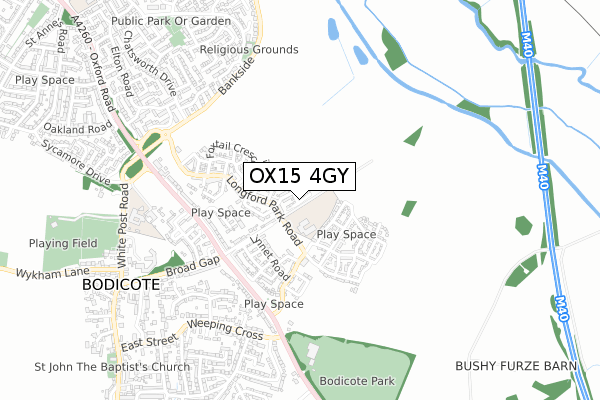 OX15 4GY map - small scale - OS Open Zoomstack (Ordnance Survey)