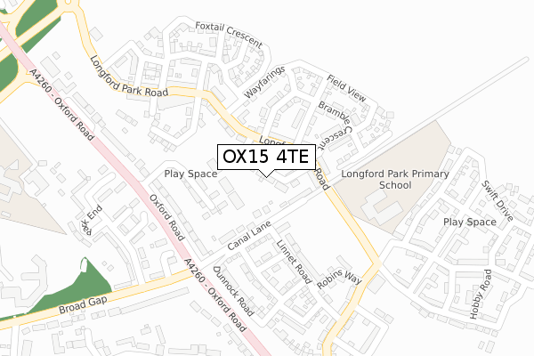 OX15 4TE map - large scale - OS Open Zoomstack (Ordnance Survey)