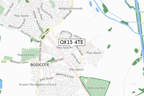 OX15 4TE map - small scale - OS Open Zoomstack (Ordnance Survey)