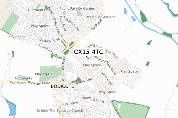 OX15 4TG map - small scale - OS Open Zoomstack (Ordnance Survey)