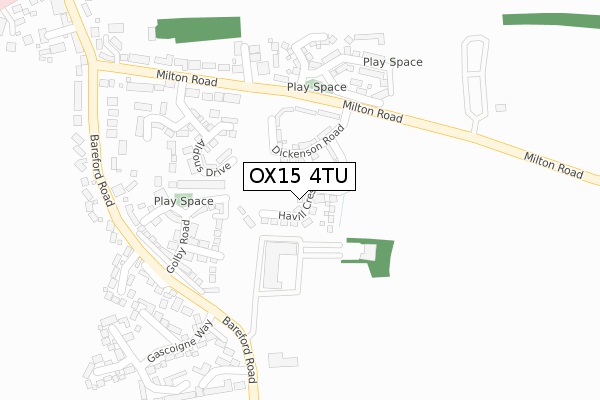 OX15 4TU map - large scale - OS Open Zoomstack (Ordnance Survey)
