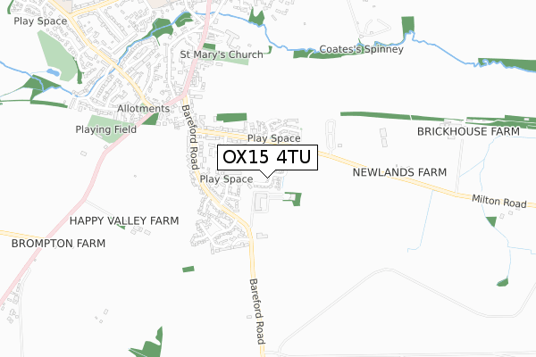 OX15 4TU map - small scale - OS Open Zoomstack (Ordnance Survey)