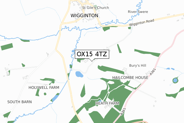 OX15 4TZ map - small scale - OS Open Zoomstack (Ordnance Survey)