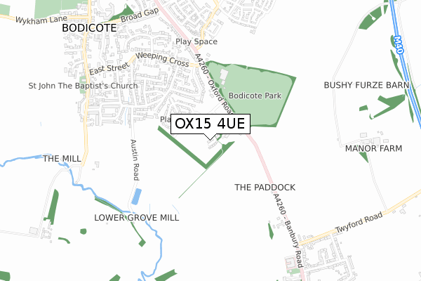 OX15 4UE map - small scale - OS Open Zoomstack (Ordnance Survey)