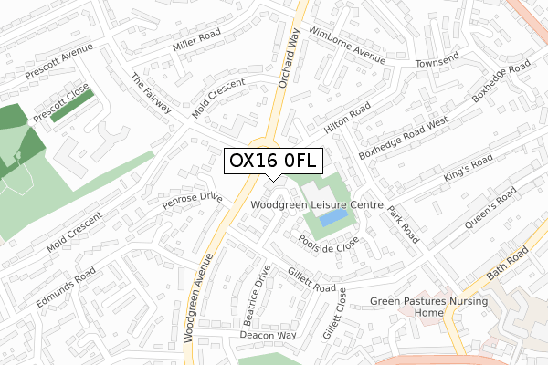 OX16 0FL map - large scale - OS Open Zoomstack (Ordnance Survey)