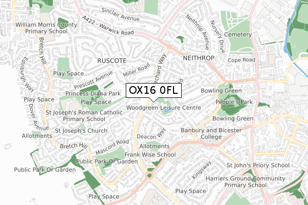 OX16 0FL map - small scale - OS Open Zoomstack (Ordnance Survey)