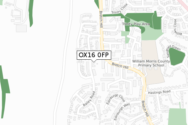 OX16 0FP map - large scale - OS Open Zoomstack (Ordnance Survey)