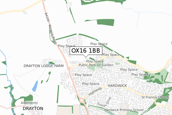OX16 1BB map - small scale - OS Open Zoomstack (Ordnance Survey) OX16 1BB map - small scale - OS Open Zoomstack (Ordnance Survey)