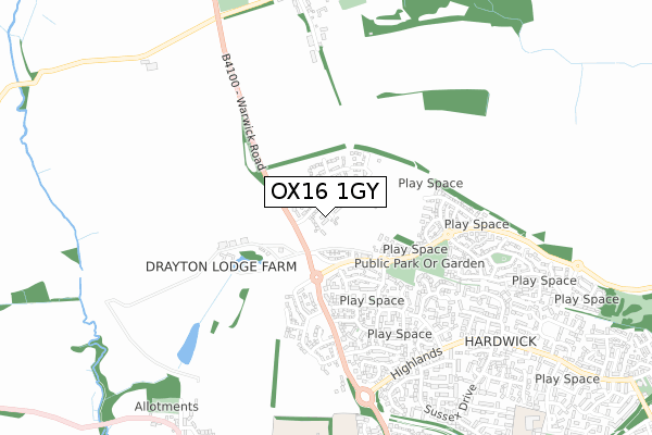 OX16 1GY map - small scale - OS Open Zoomstack (Ordnance Survey)