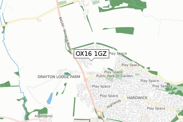 OX16 1GZ map - small scale - OS Open Zoomstack (Ordnance Survey) OX16 1GZ map - small scale - OS Open Zoomstack (Ordnance Survey)