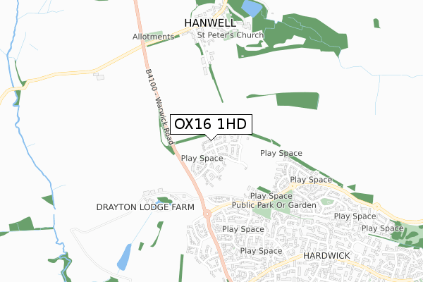 OX16 1HD map - small scale - OS Open Zoomstack (Ordnance Survey)