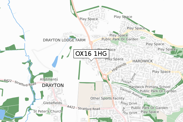 OX16 1HG map - small scale - OS Open Zoomstack (Ordnance Survey) OX16 1HG map - small scale - OS Open Zoomstack (Ordnance Survey)