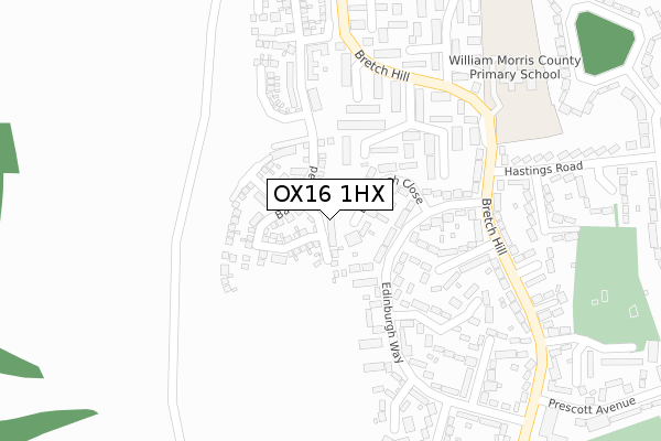 OX16 1HX map - large scale - OS Open Zoomstack (Ordnance Survey) OX16 1HX map - large scale - OS Open Zoomstack (Ordnance Survey)