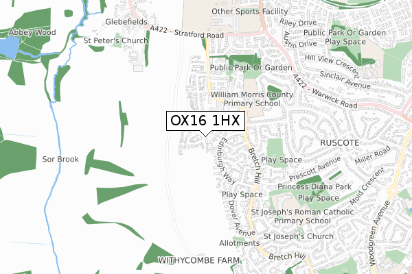OX16 1HX map - small scale - OS Open Zoomstack (Ordnance Survey) OX16 1HX map - small scale - OS Open Zoomstack (Ordnance Survey)