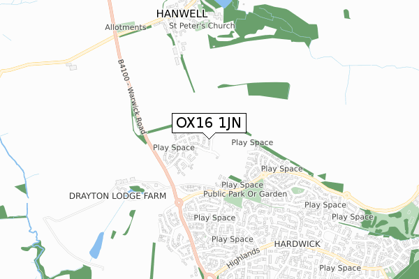 OX16 1JN map - small scale - OS Open Zoomstack (Ordnance Survey) OX16 1JN map - small scale - OS Open Zoomstack (Ordnance Survey)