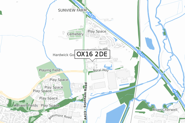 OX16 2DE map - small scale - OS Open Zoomstack (Ordnance Survey)