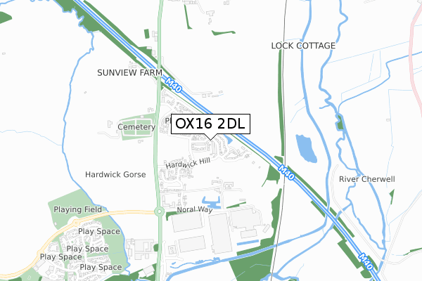OX16 2DL map - small scale - OS Open Zoomstack (Ordnance Survey)