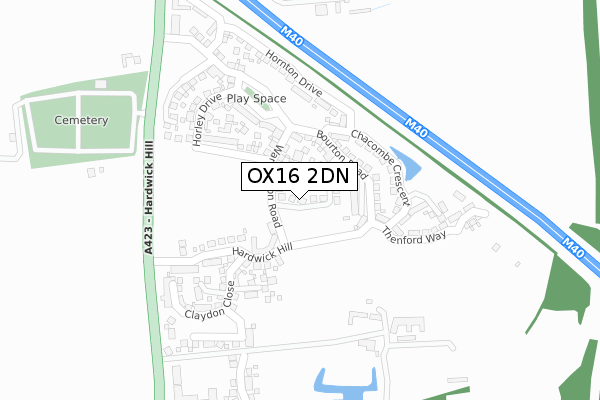 OX16 2DN map - large scale - OS Open Zoomstack (Ordnance Survey)