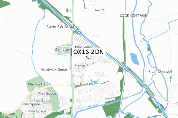 OX16 2DN map - small scale - OS Open Zoomstack (Ordnance Survey)