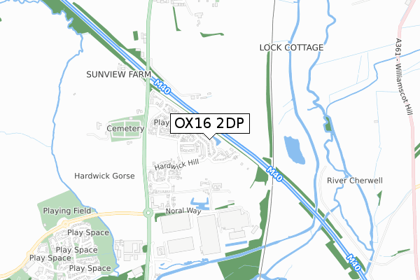 OX16 2DP map - small scale - OS Open Zoomstack (Ordnance Survey)