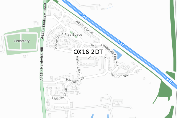 OX16 2DT map - large scale - OS Open Zoomstack (Ordnance Survey)