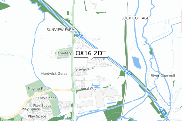OX16 2DT map - small scale - OS Open Zoomstack (Ordnance Survey)