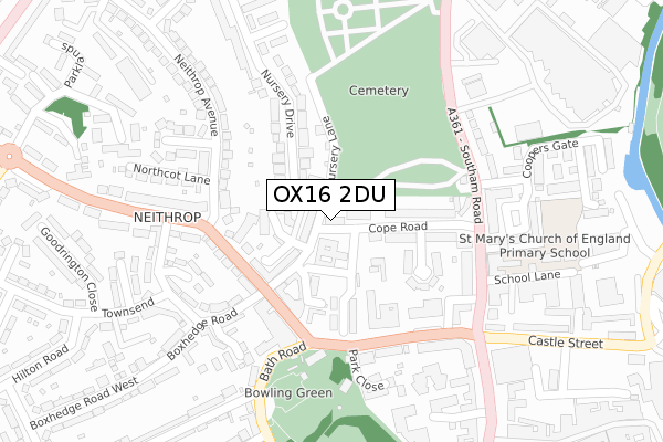OX16 2DU map - large scale - OS Open Zoomstack (Ordnance Survey)