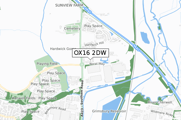 OX16 2DW map - small scale - OS Open Zoomstack (Ordnance Survey)