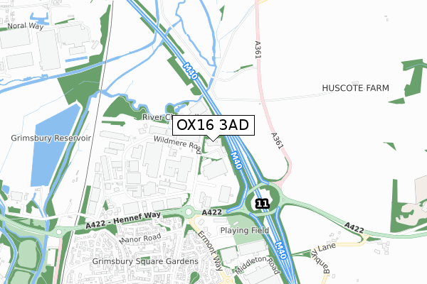 OX16 3AD map - small scale - OS Open Zoomstack (Ordnance Survey)