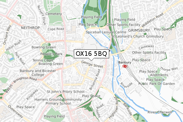 OX16 5BQ map - small scale - OS Open Zoomstack (Ordnance Survey)