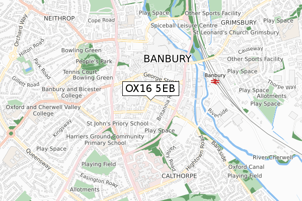 OX16 5EB map - small scale - OS Open Zoomstack (Ordnance Survey)