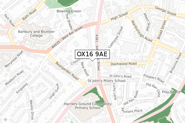 OX16 9AE map - large scale - OS Open Zoomstack (Ordnance Survey)