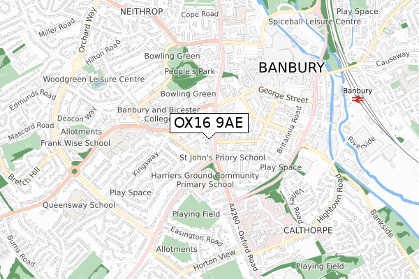 OX16 9AE map - small scale - OS Open Zoomstack (Ordnance Survey)
