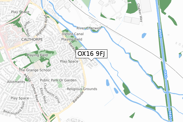 OX16 9FJ map - small scale - OS Open Zoomstack (Ordnance Survey)