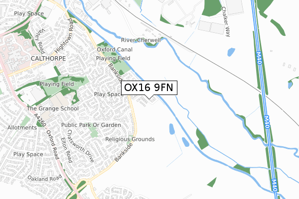 OX16 9FN map - small scale - OS Open Zoomstack (Ordnance Survey)
